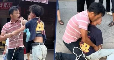 "أب صيني يربط ابنه: جدل واسع حول أساليب التربية القاسية"