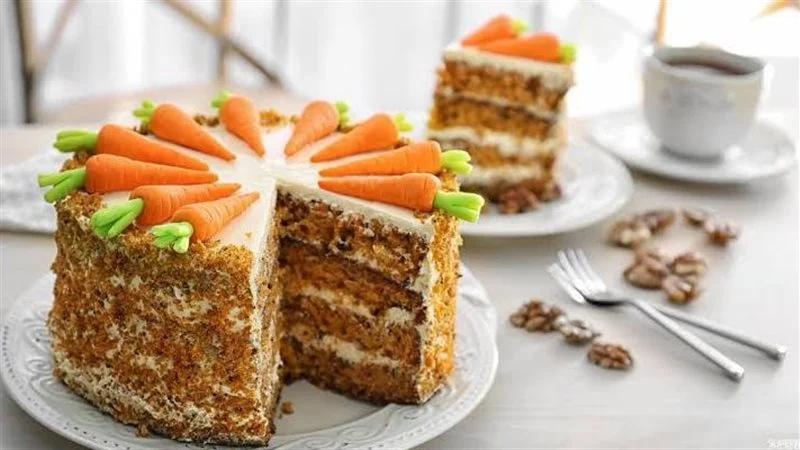 طريقة عمل كيك الجزر بالمكسرات والقرفة