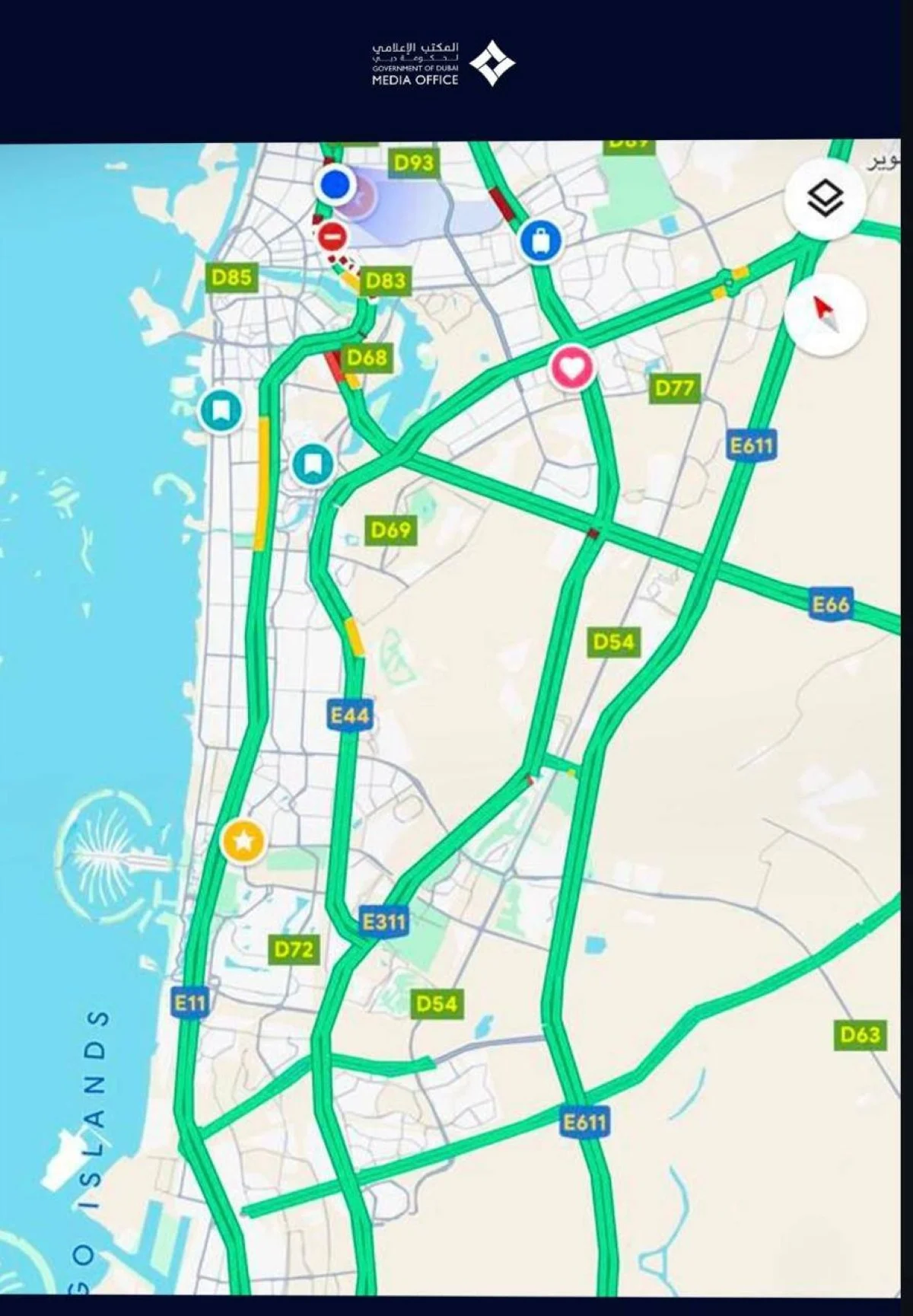 طرق دبي: الطرق الرئيسية مفتوحة أمام الحركة 